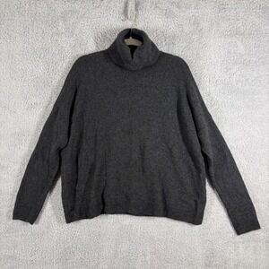 The Kooples 100% Cashmere Turtleneck Sweater Size S Gray Dolman Long Sleeve